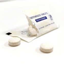 Dents de taille de voyage d'hôtel blanchissant la menthe organique de pilule de collutoire de solvant de mauvaise haleine de pâte dentifrice solide de Tablettes