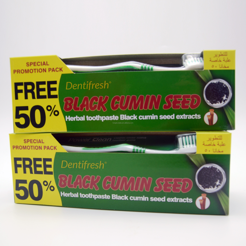 Les dents de GMP blanchissant la brosse à dents de pâte dentifrice ont placé les extraits de fines herbes organiques de graine de cumin de noir de Miswak