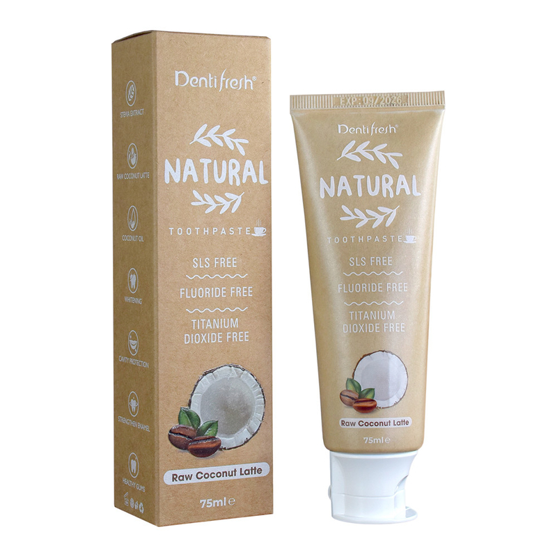 95g de dentifrices blanchissants naturels de noix de coco crue aromatisé SLS sans essence de plantes extrait de dentifrice