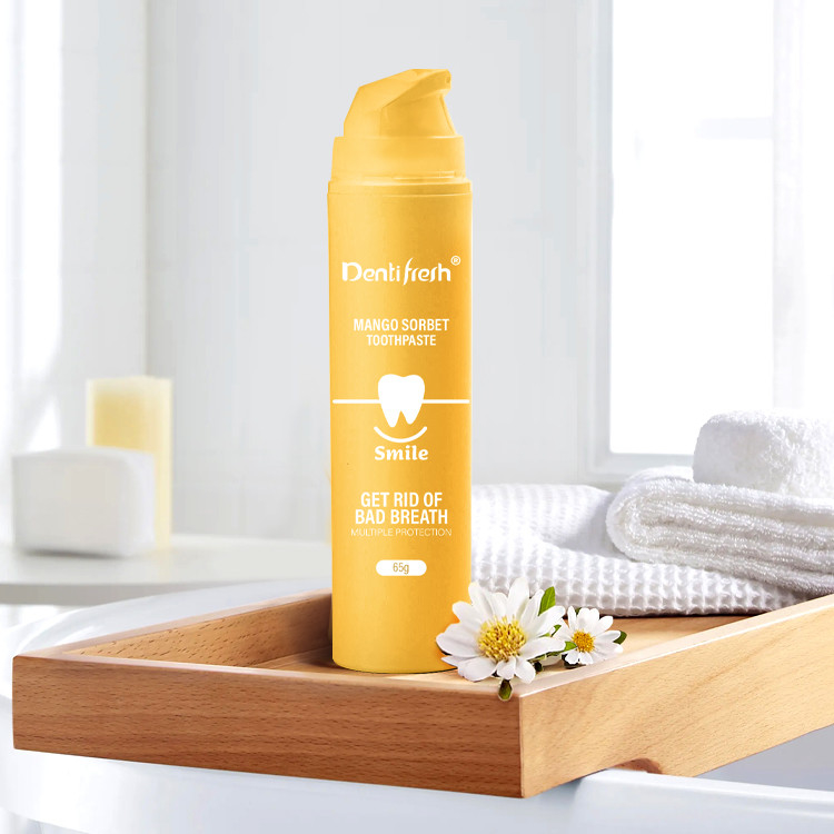Non irritant Biologique Blanchiment des dents bouteille de pompe naturelle dentifrices Citron Mango saveur de fraise