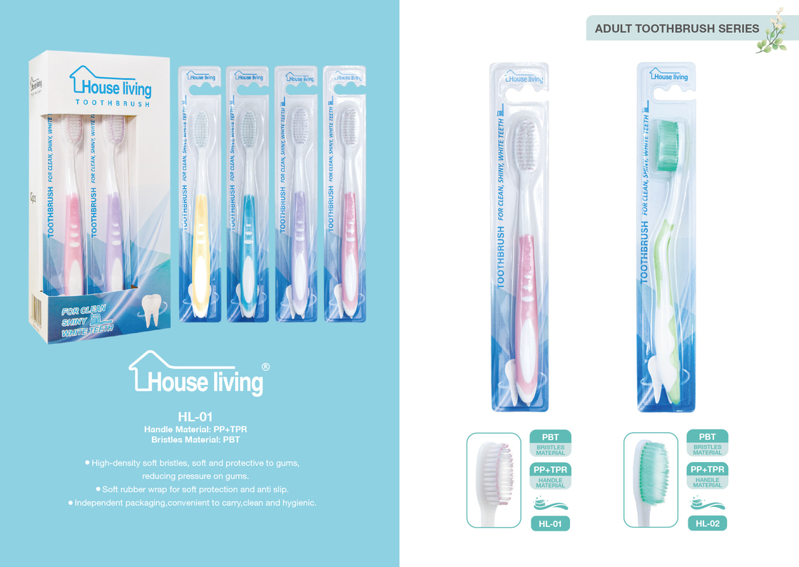 Vente en gros personnalisée pour adultes Voyage à domicile Hôtel en plastique brosse à dents douce à usage domestique en carton à ampoules