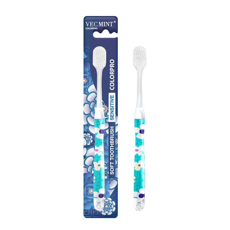 Vente directe d'usine bas prix de haute qualité cristalline transparente colorée brosse à dents pour adultes brosse à dents douce personnalisée