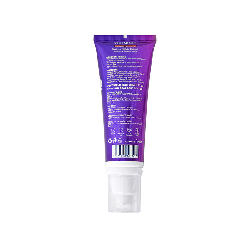 VECMINT HERBAL ESSENCE Niacinamide pâte à dents blanchissante 100g pour des dents saines Vente à chaud en usine livraison directe