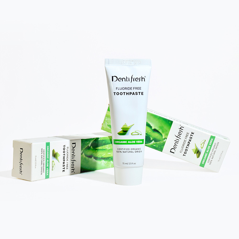 DENTIFRESH Pâtes à dents naturelles certifiées Aloe Vera 75 ml pour enfants adultes sans fluorure