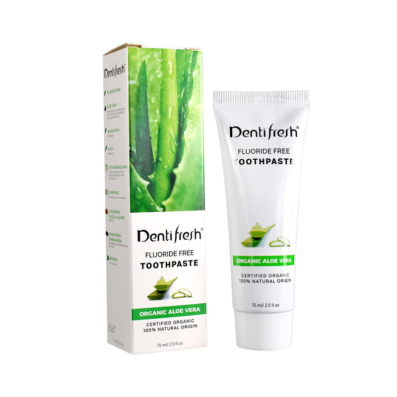 DENTIFRESH Pâtes à dents naturelles certifiées Aloe Vera 75 ml pour enfants adultes sans fluorure