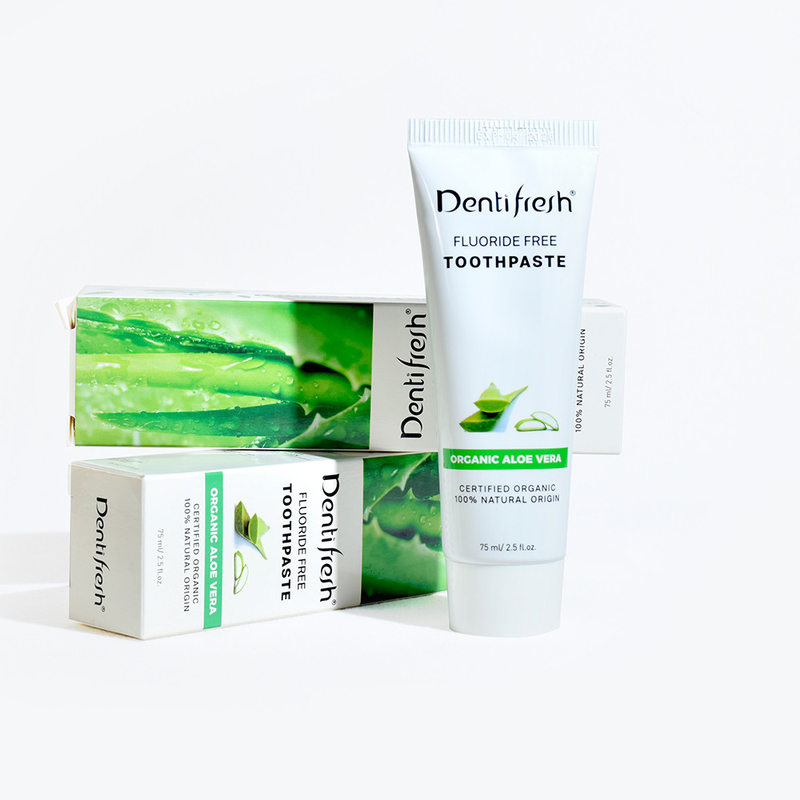 DENTIFRESH Pâtes à dents naturelles certifiées Aloe Vera 75 ml pour enfants adultes sans fluorure