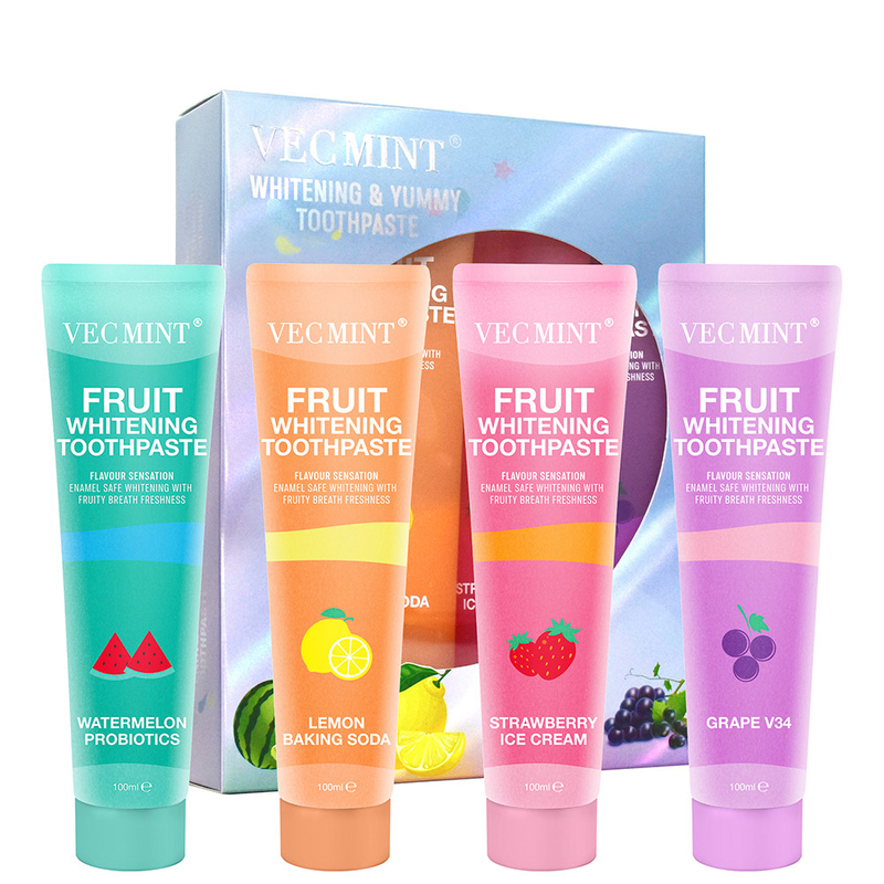 Vecmint 100ml Fruit blanchiment de la collection de dentifrice, y compris la pastèque à l'eau Probiotiques Le citron bicarbonate de soude & plus sourire plus lumineux