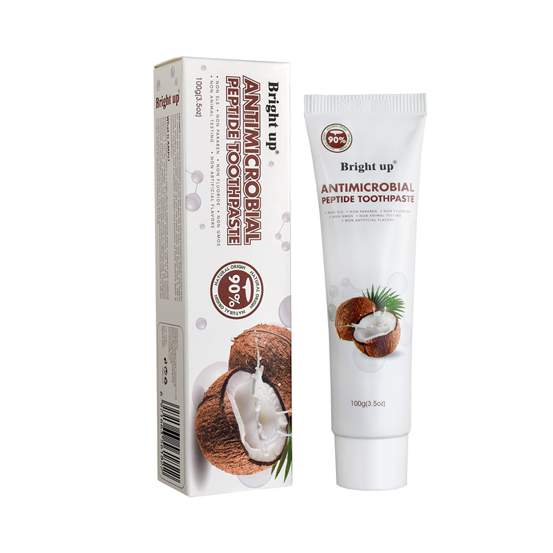 Pâtes à dents à base de peptides antimicrobiens de haute qualité, 100 g (3,5 oz) par tube d'huile de coco en gros