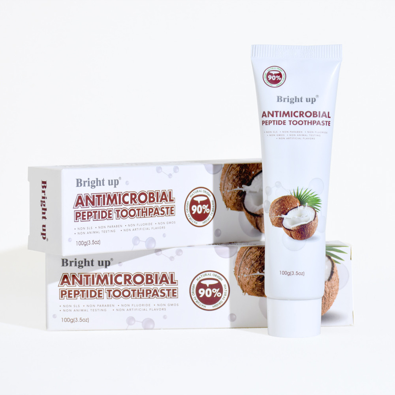 Pâtes à dents à base de peptides antimicrobiens de haute qualité, 100 g (3,5 oz) par tube d'huile de coco en gros
