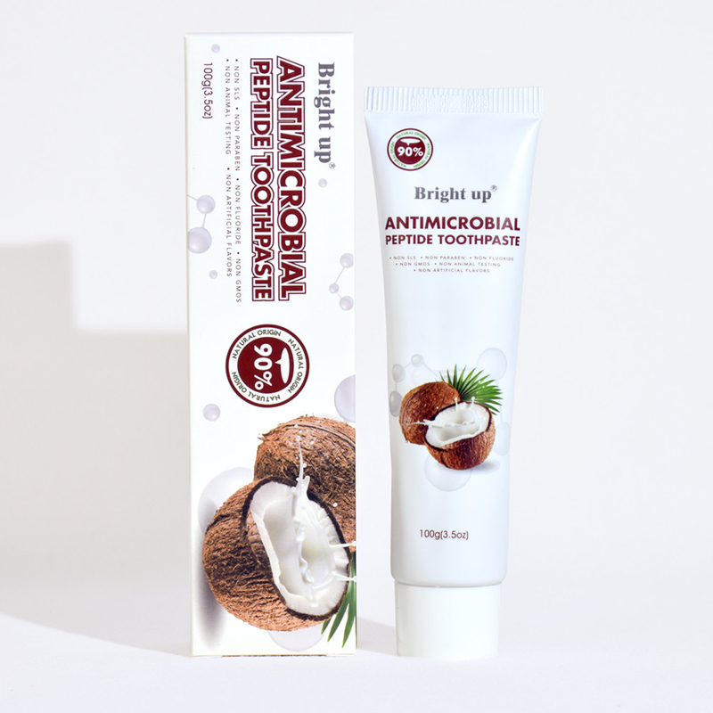 Pâtes à dents à base de peptides antimicrobiens de haute qualité, 100 g (3,5 oz) par tube d'huile de coco en gros