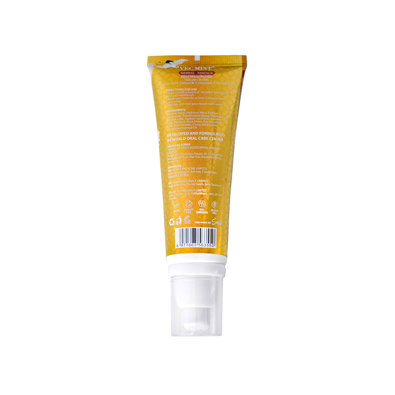 VECMINT dentifrice 100 ml - Perle - Formule blanchissante par infusion à base d'extraits de racine de coptis et de camélia sinensis