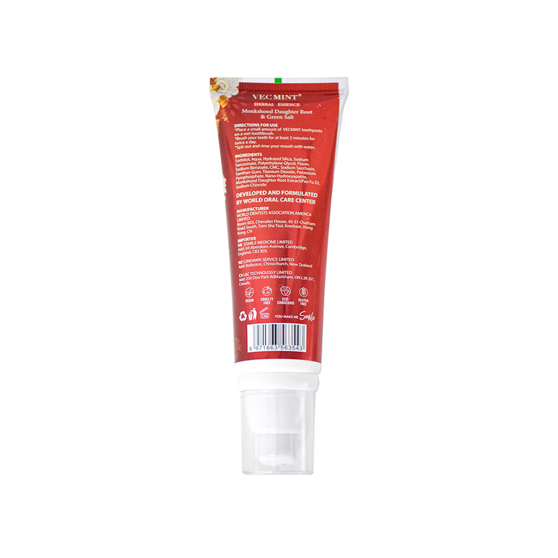 VECMINT Nano - Pâtes à dents à l'acide hyaluronique - Formule à base de plantes avec moineau, racine de fille et sel vert 100 ml