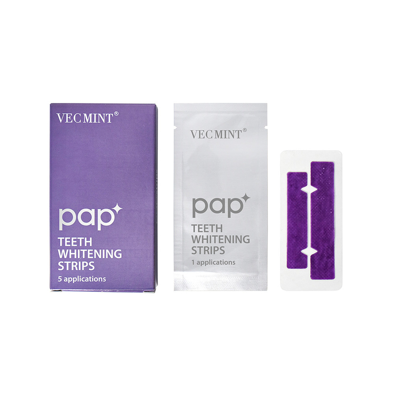 VECMINT pap* bande de blanchiment des dents avancée - Un paquet de 5 applications sourire blanc durable.