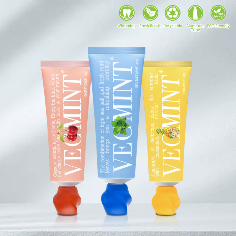 VECMINT gâteau aux cerises pâtes à dents aromatisées - avec des ingrédients naturels biologiques, délicieuse expérience orale laiteuse