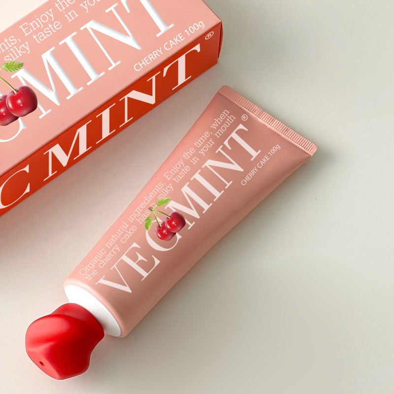 VECMINT gâteau aux cerises pâtes à dents aromatisées - avec des ingrédients naturels biologiques, délicieuse expérience orale laiteuse