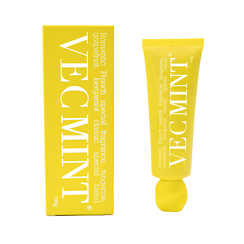 100 g de dentifrice VECMINT à vendre à chaud: parfum de pamplemousse, de bergamote et de tangerine inspiré de la France.