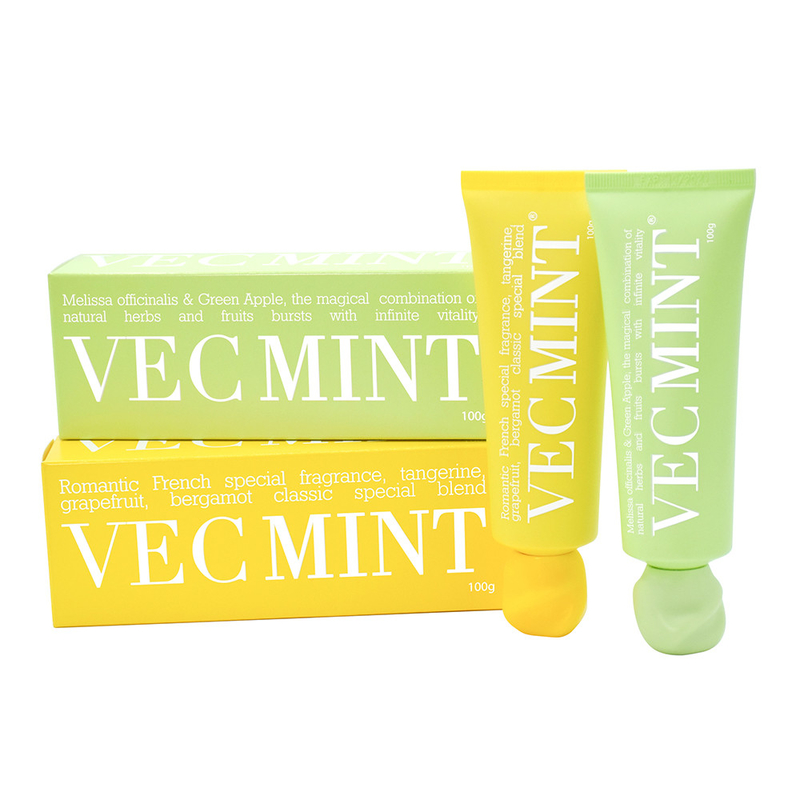 100 g de dentifrice VECMINT à vendre à chaud: parfum de pamplemousse, de bergamote et de tangerine inspiré de la France.