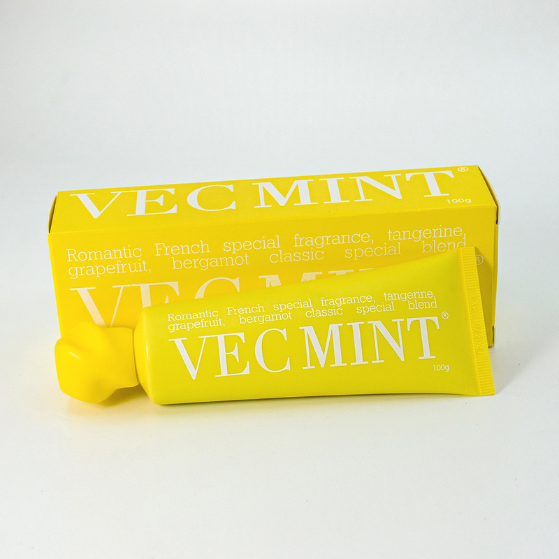 100 g de dentifrice VECMINT à vendre à chaud: parfum de pamplemousse, de bergamote et de tangerine inspiré de la France.