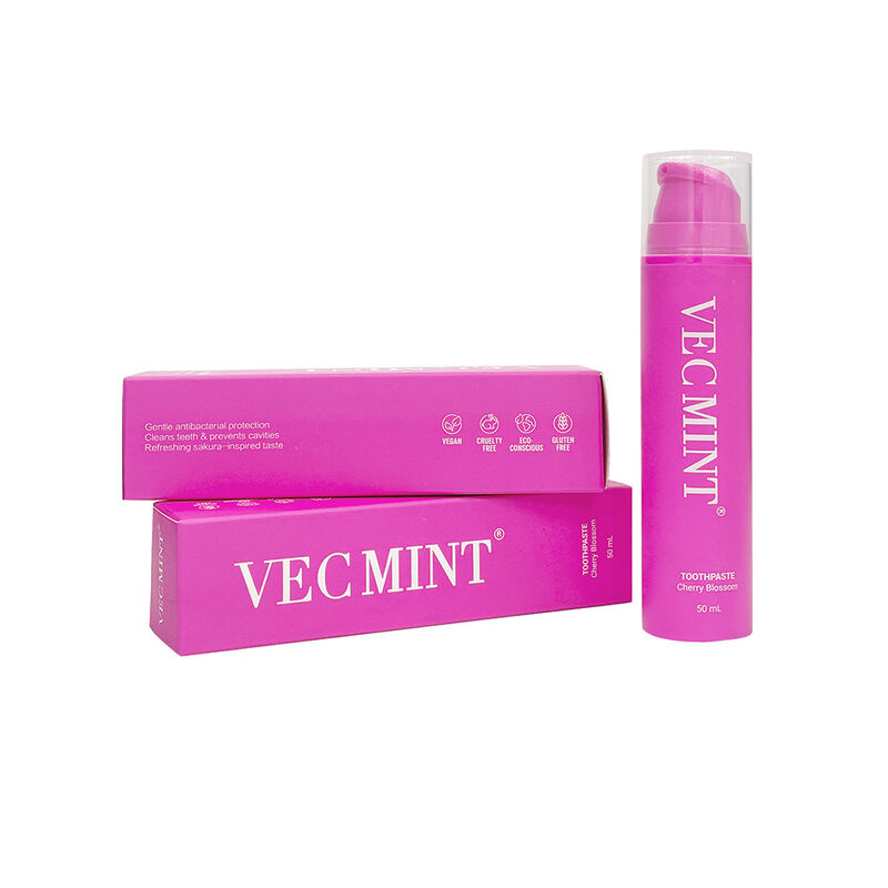 VECMINT Cherry Blossom dentifrice 50 ml - Design de bouteille à pompe Pâte pour soins buccaux sans fluorure pour les dents douces