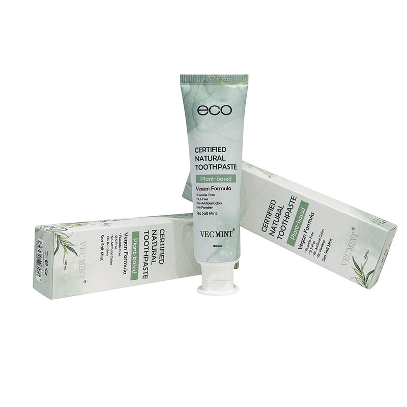 Pâtes à dents naturelles certifiées écologiques - végétaliennes à base de plantes, sans fluorure et sans SLS, à base de menthe douce (100 ml)