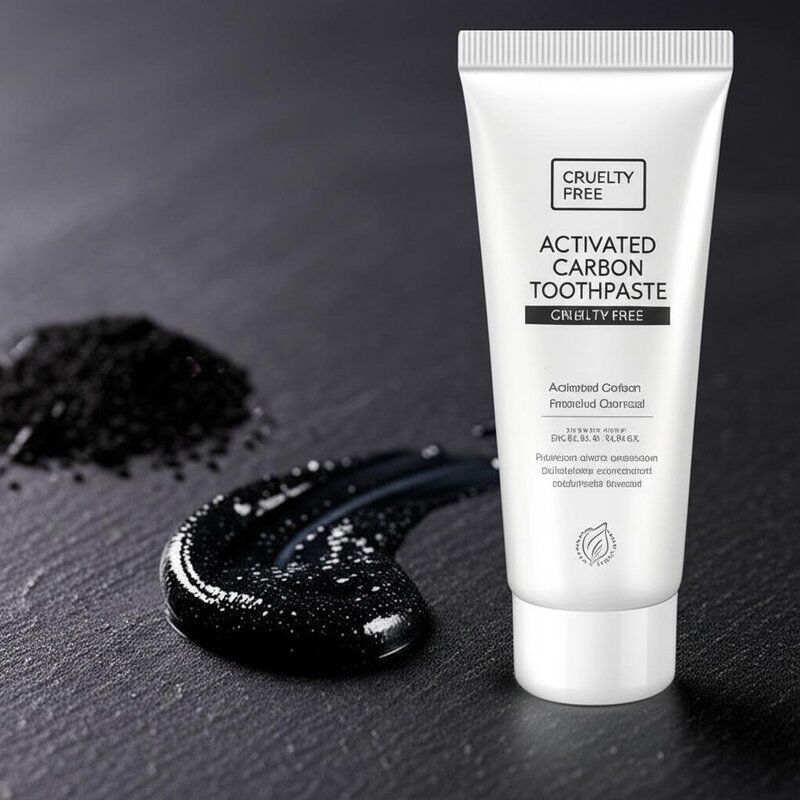 Crème dentifrice au charbon actif sans cruauté combinant poudre de perle noire et charbon actif pour des soins buccaux supérieurs