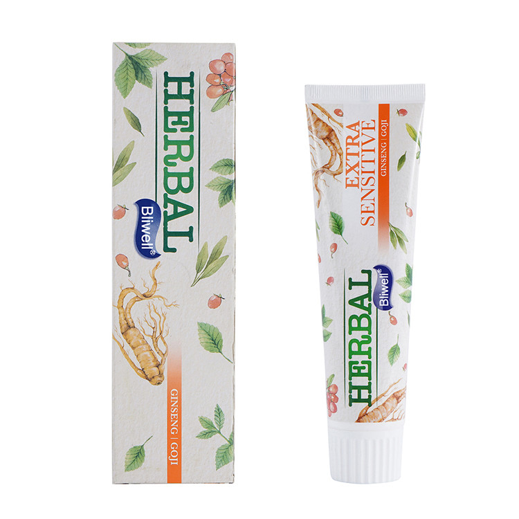 La pâte dentifrice de blanchiment de fines herbes précieuse un grand choix d'extraits de fines herbes blanchissent des dents pour protéger les gommes sensibles