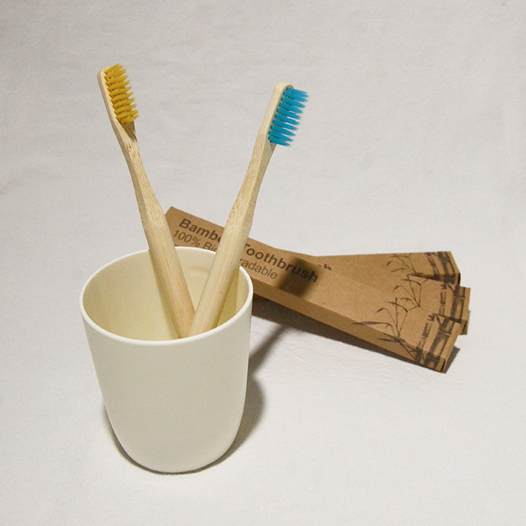 Couleur mélangée de soin d'adultes de vegan de brosse à dents en bambou orale de charbon de bois