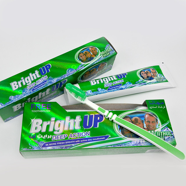 Lumineux vers le haut de régénérer la pâte dentifrice orale de soin de saveur en bon état générique avec la brosse à dents libre